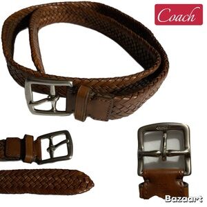 VTG Coach Leather Belt, Woven, Braided, Sz 36”